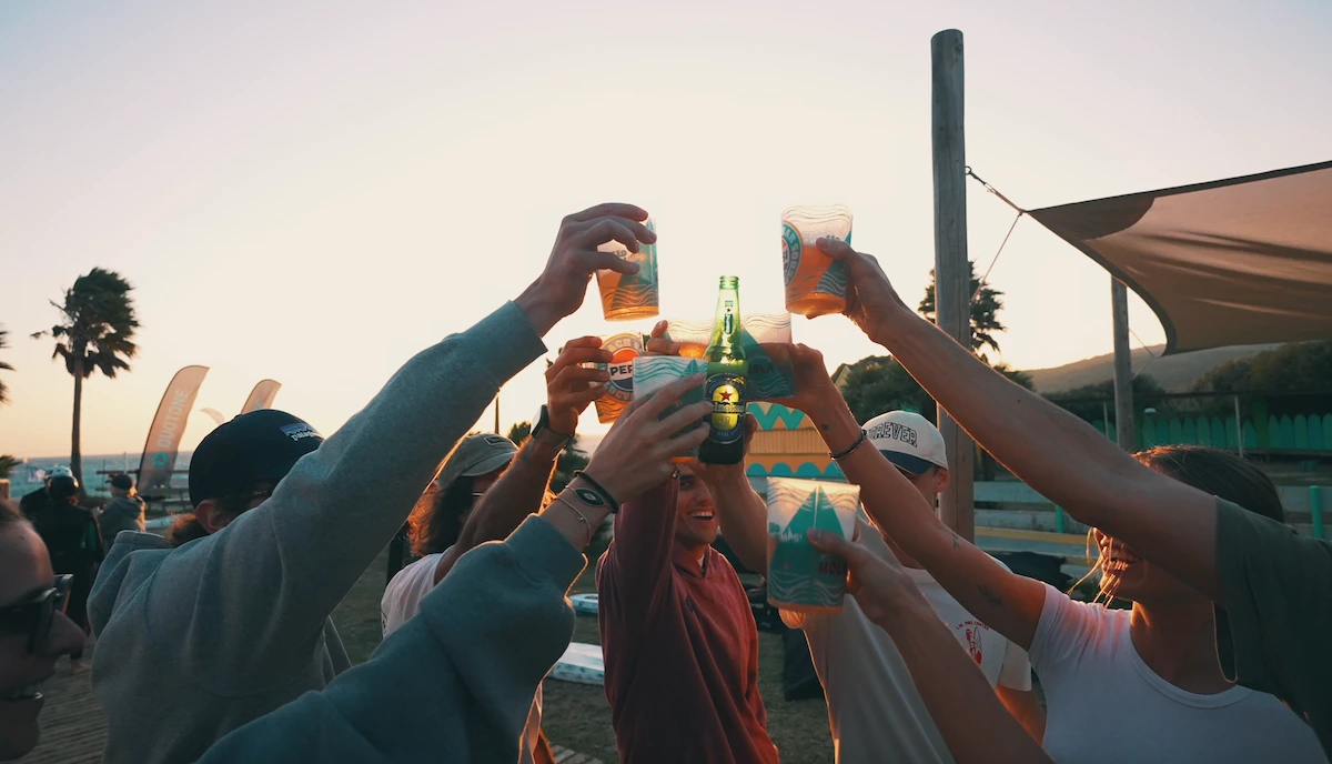 Kitesurfers relaxing after a session at the beach in Tarifa